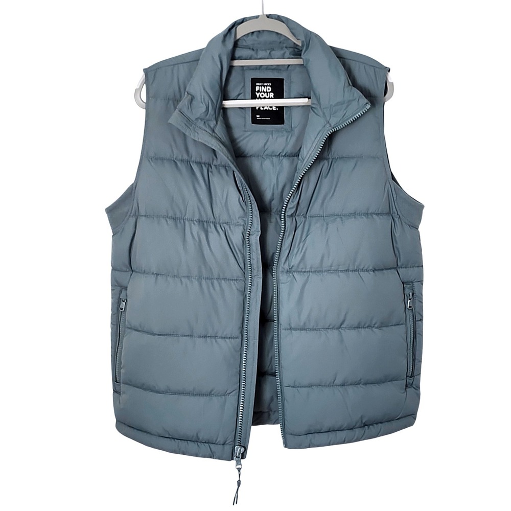 Gilly‎ Hicks Puffer Vest Mens Medium Zip Front Quilted Padded Sleeveless Jacket